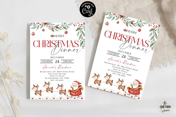Christmas Party Invitation, Kids Christmas House Party Invitation Template, Holiday Party Invitation, Party Announcement, Editable, Corjl