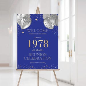 Modern Class Reunion Welcome Sign, Any class any year Reunion Welcome Board, 50 year High School Reunion Sign, Minimalist Reunion Decoration