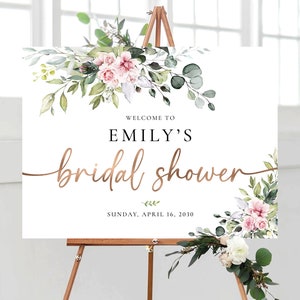 Bridal Shower Sign, Greenery Bridal Shower Sign, Custom Design, Bridal Shower Decorations, Bridal Brunch Sign, Bridal Tea Sign, Poster, HB2 image 8