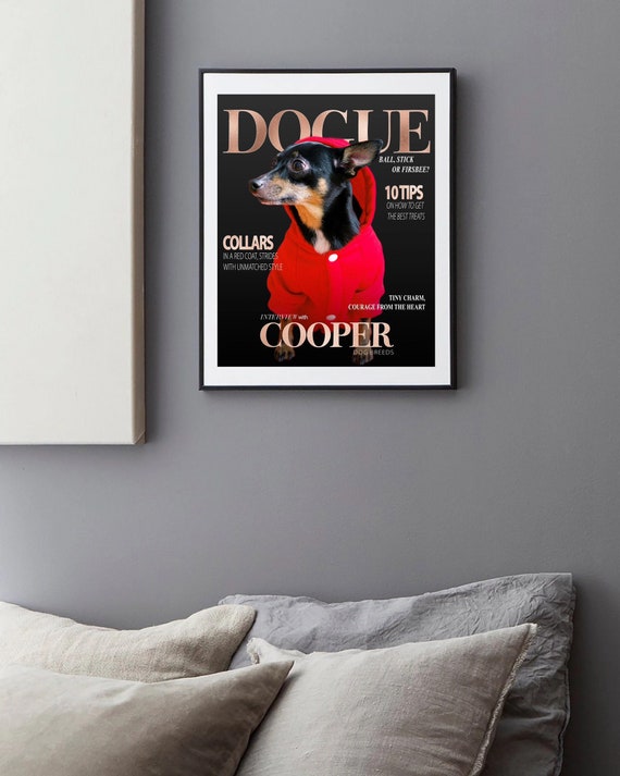 Custom Dogue Magazine Cover, Custom Pet Portrait Digital File Dog Prints, Funny Gift, Pet Lover Gift, Pet Art, Gift for Dog, Gift for Cat