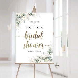 Greenery Bridal Shower Sign, Boho Bridal Brunch Shower Welcome Sign, Couples Shower Poster, Brunch and Bubbly Welcome Sign, Eucalyptus, HB3