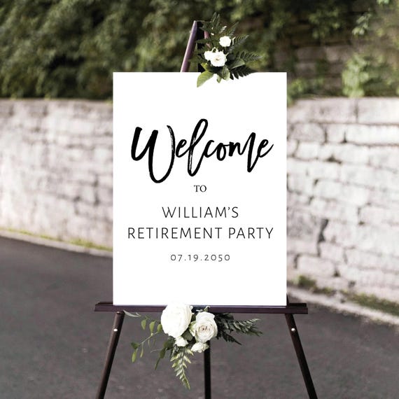 Minimalist Retirement Party Welcome Sign, Black Retirement welcome sign, Retirement Celebration Party Welcome Sign, Retirement Decoration