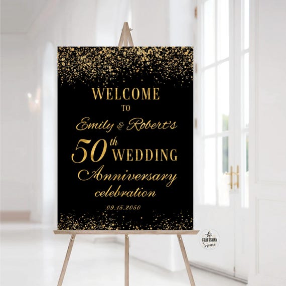50th anniversary Welcome sign, Golden Anniversary Sign, 50 Years Together Decor, 50th wedding anniversary decoration, Anniversary party sign