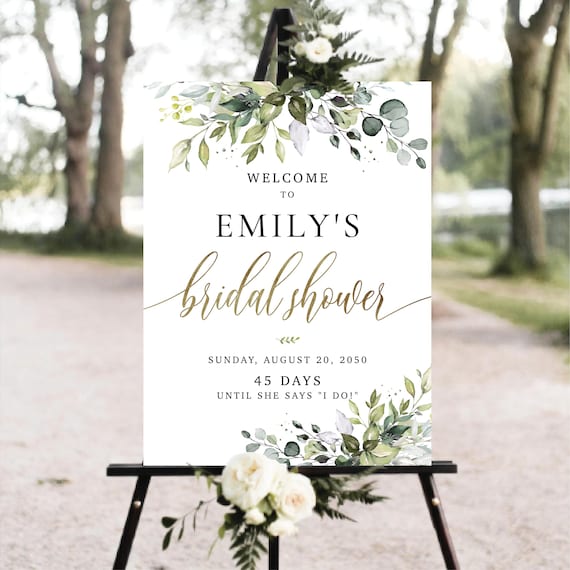 Eucalyptus Bridal Shower Welcome Sign, Greenery Brunch Poster (Digital File, HB2)