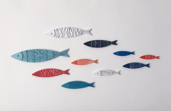 Set 10 Fische Schule Von Fisch Schule Von Fisch Wand Dekor Etsy