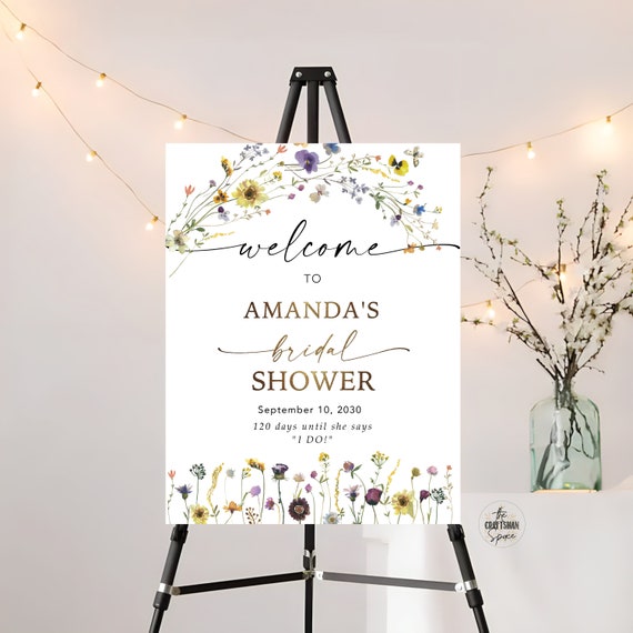 Wildflower Bridal Shower Sign, Colorful floral Bridal Shower, Bridal Shower Decoration, Wildflower Bridal Brunch Sign, Bohemian, SFS1