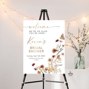 Tiny Floral Bridal Shower Welcome Sign, Wildflower Bridal Shower Sign, Bridal Shower Decorations, Bridal Brunch Sign, Bridal Tea Sign, TIY