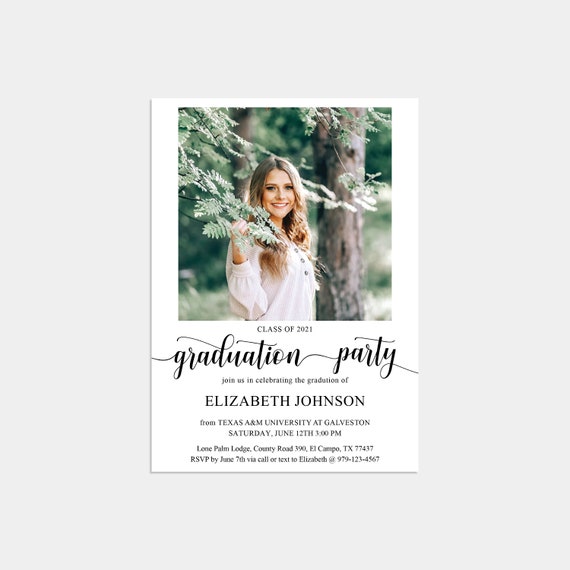 Custom Graduation Invitation, Graduation Announcement, Graduation Invite, Class of 2021 Senior Card, Editable Card, Digital File - GI10