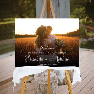 Photo Wedding Welcome Sign, Modern Wedding Rehearsal Sign Decoration, Boho Rehearsal Dinner Sign, Minimalist Engagement Party Sign, Bohemian