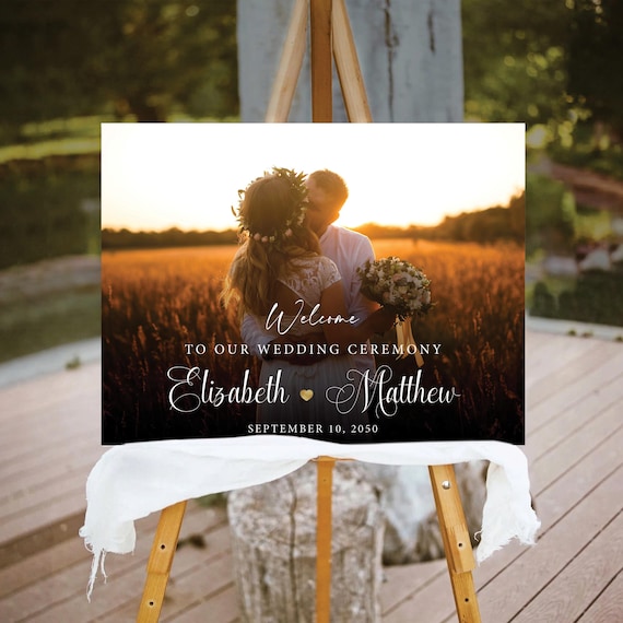 Photo Wedding Welcome Sign, Modern Wedding Rehearsal Sign Decoration, Boho Rehearsal Dinner Sign, Minimalist Engagement Party Sign, Bohemian