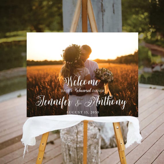 Photo Rehearsal Dinner Welcome Sign, Photo Wedding Sign, Modern Wedding Rehearsal Decor, Minimalist Engagement Sign, The Night Before Sign