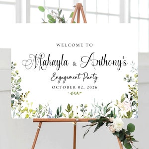Greenery Engagement Welcome Sign, Engagement Party Sign, Engagement Sign, Greenery Party Decoration, Eucalyptus, Herbal, HB4