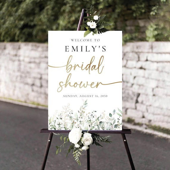 Greenery Bridal Shower Welcome Sign, Botanicals Wedding Shower Decoration, Boho Bridal Brunch Sign, Modern Bridal Tea Sign, Eucalyptus, EU1