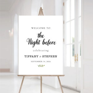 The night before Rehearsal Dinner, Photo Wedding Sign, Rehearsal Dinner Sign, Wedding Rehearsal Sign, Wedding Welcome Sign, Greenery, Poster