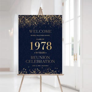 Modern Class Reunion Welcome Sign, Any class any year Reunion Welcome Board, 50 year High School Reunion, Minimalist Reunion Decorations