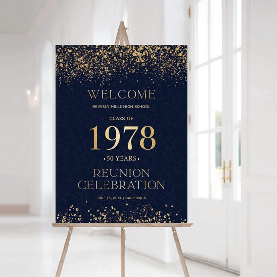 Modern Class Reunion Welcome Sign, Any class any year Reunion Welcome Board, 50 year High School Reunion, Minimalist Reunion Decorations