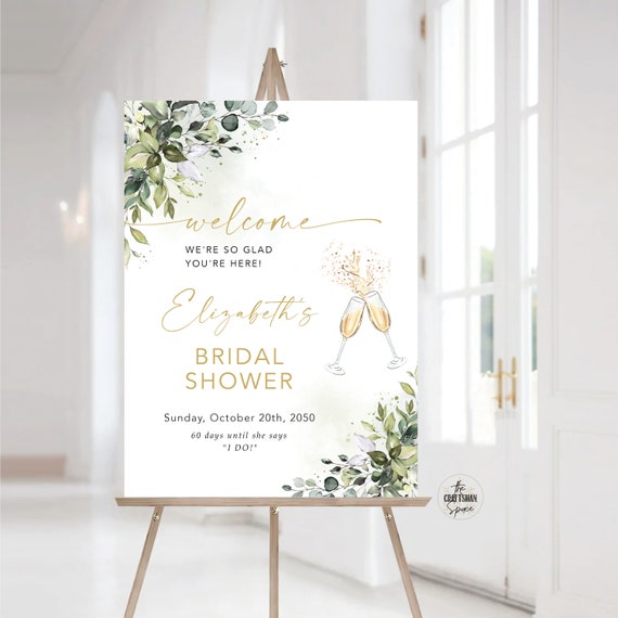 Bridal Shower Sign, Bridal Brunch sign, Bridal Tea Sign, Bridal Shower Decorations, Wedding Shower Sign,  Eucalyptus, Printable, Herbal, HB2