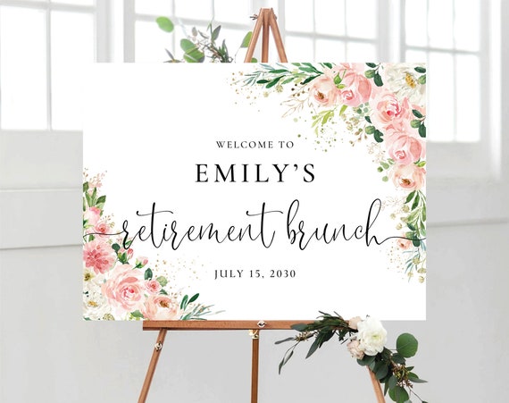 Blush pink Retirement Party Welcome Sign, Retirement Brunch sign, Retirement Celebration Party Welcome Sign, Retirement Decoration, EB1