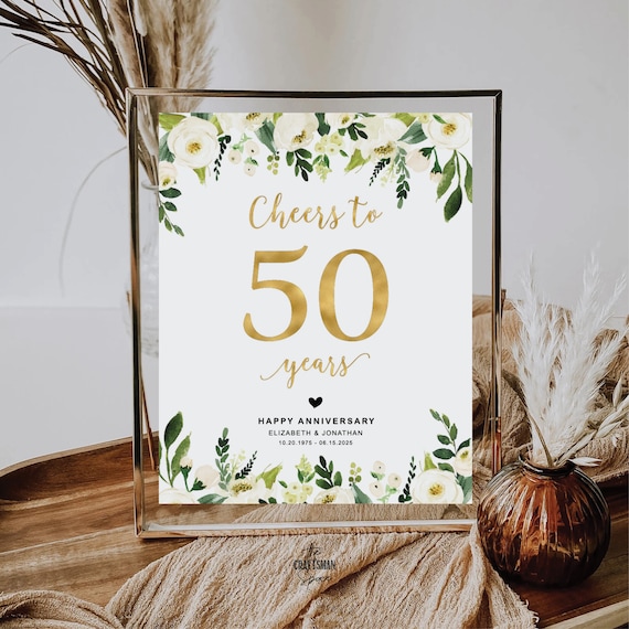 Winter roses 50th Anniversary, 50th Wedding Anniversary Sign, Golden Anniversary or Any Year, Personalized Gift for Grandparents, wr5