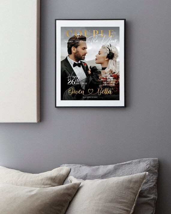 Couple of The Year, Magazine Cover, Custom Design, Wedding Anniversary, Birthday Gift, Anniversary gift for parent, Valentine's Day, Poster