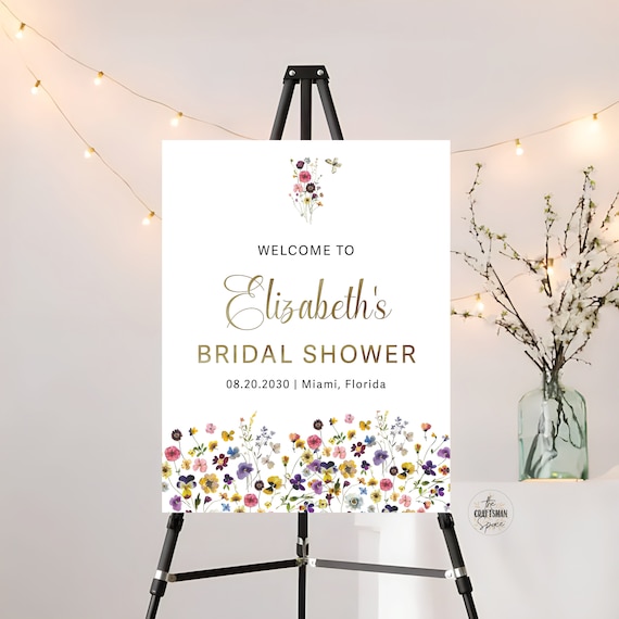 Wildflower Bridal Shower Welcome Sign, Colorful floral Wedding Shower Decorations, Boho Bridal Brunch Sign, Bridal Tea Sign, Bohemian, SFS1