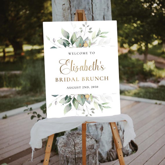 PRINTED OR DIGITAL Greenery Bridal Brunch Welcome Sign, Bridal Shower Sign, Foam Board, Poster, Eucalyptus, Elegant Wedding Shower Decor