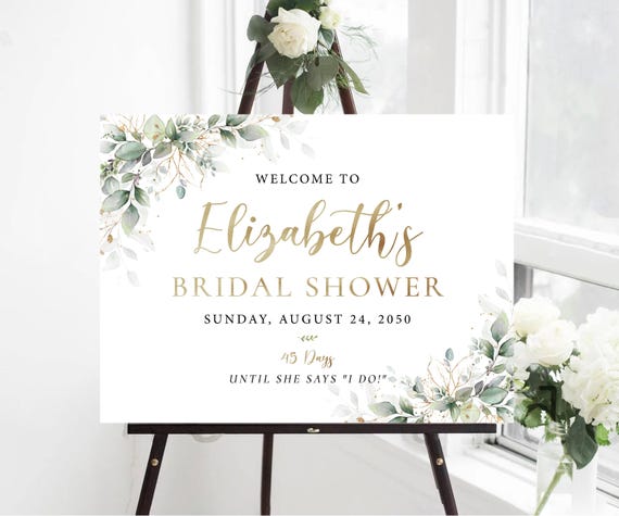 Greenery Bridal Shower Welcome Sign, Botanicals Wedding Shower Decoration, Boho Bridal brunch Sign, Modern Bridal tea Sign, Eucalyptus, HB3