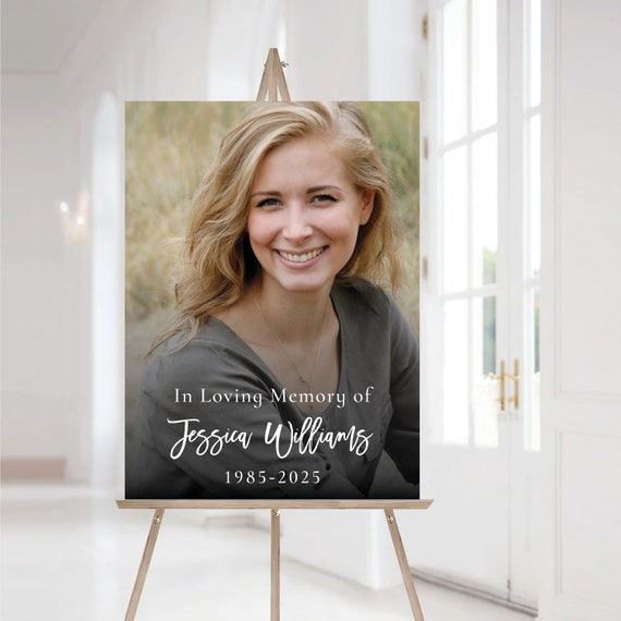 In loving memory Welcome Sign, Memorial Welcome Sign, Celebration of Life Welcome Sign, Funeral with photo sign, Celebration Of Life Poster