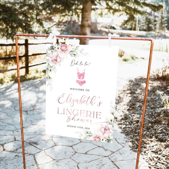 Blush Pink Lingerie Shower Welcome Sign, Modern Bachelorette Lingerie sign, Boho Lingerie Brunch  Decor, Bridal Shower Sign, bohemian, A2