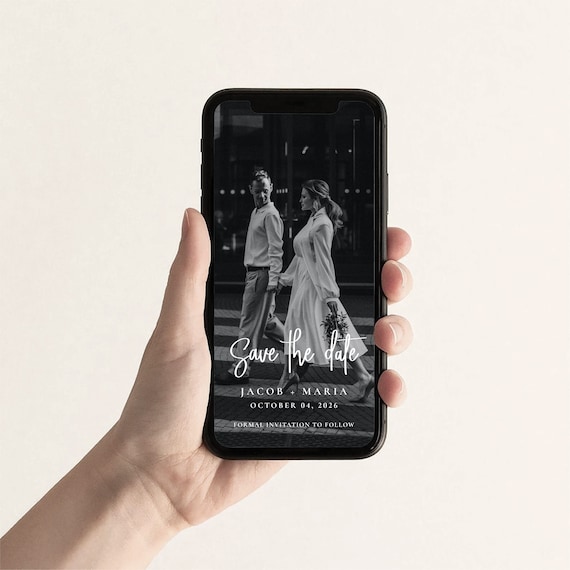 Electronic Save The Date with the photo, Electronic Invitation, Save The Date Ecard, iPhone Invitation, Smartphone Invite, Digital Invite
