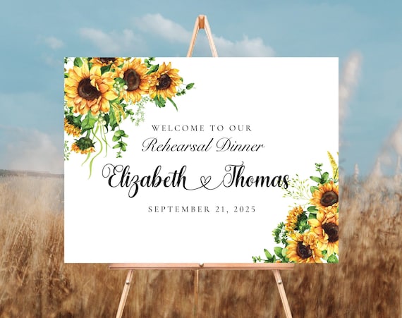 Sunflower Rehearsal Dinner Welcome Sign, Sunflower the night before sign, Welcome to the Night Before Sign, Rehearsal Dinner Sign, SF1