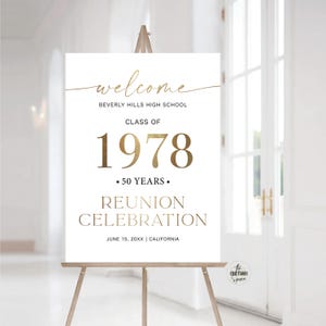 Modern Class Reunion Welcome Sign, Any class any year Reunion Welcome Board, 50 year High School Reunion, Minimalist Reunion Decorations