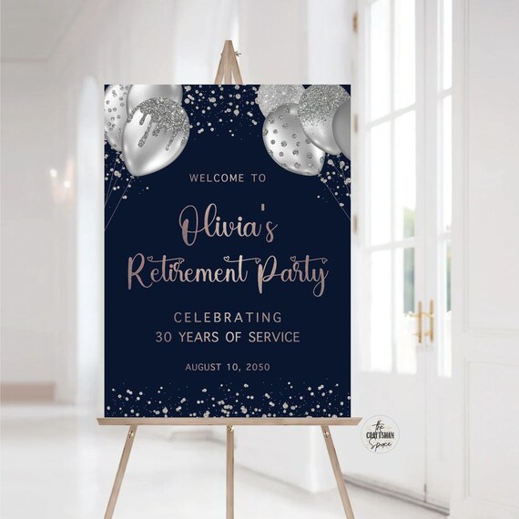 Retirement Party Welcome sign, Minimalist Happy Retirement sign, Retirement Celebration Party Sign, Retirement Decorations, balloons, Poster