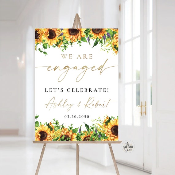 Sunflower Engagement Party Welcome Sign, Sunflower We are Engaged Sign, Engagement Party Sign, Engagement Decorations, bohemian, boho, SF1