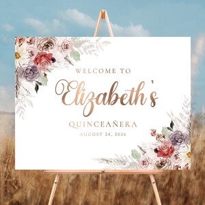 Quinceañera Welcome Sign, Quinceanera Sign, Quinceanera Decorations, 15th Birthday Sign, Bridal shower sign, Baby shower sign, Sweet 16 sign