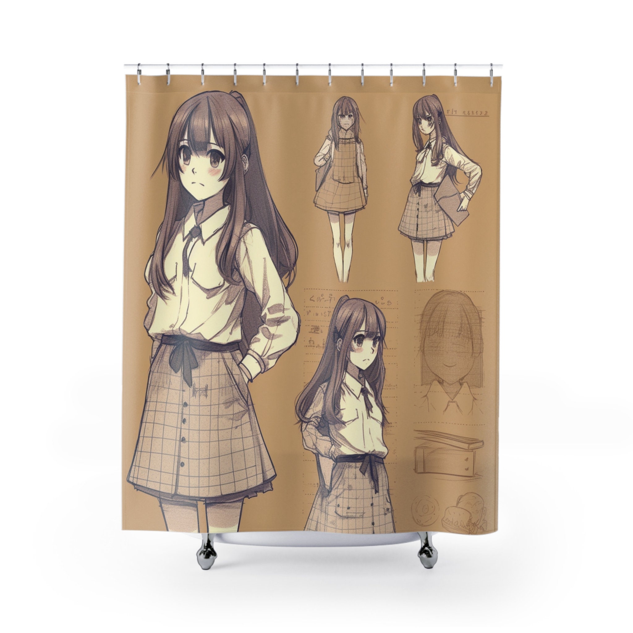 Anime Shower Curtain, Cute Manga Girl Blowing Bubbles from a Flower  Japanese Cartoon Artsy Japan Art Print, Fabric Bathroom Set with Hooks, 69W  X 70L Inches, Pink Yellow, by Ambesonne - Walmart.com