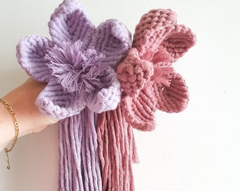 Macrame flower, Wall Hanging,Bloom, Handmade Single Flower Decor, Home Decoration, Handmade Boho Style, UK