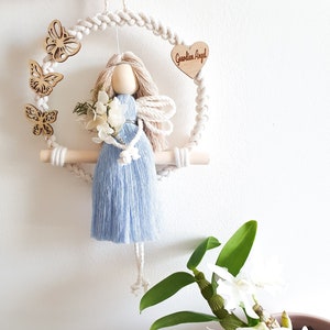Macrame doll, Macrame Angel, Guardian Angel, Christening decoration, Wall hanging, First Communion, Boho home decoration, Baptism keepsake