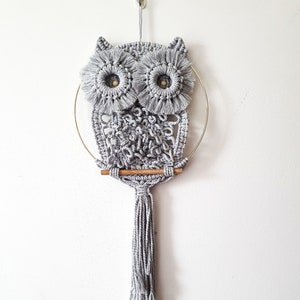Macrame Owl, Wallhanging, Wall decoration, Wall Art, Gray, Wall hanging Boho, Handmade Home Decoration, Mandala, Wall tapestry, Mother's day