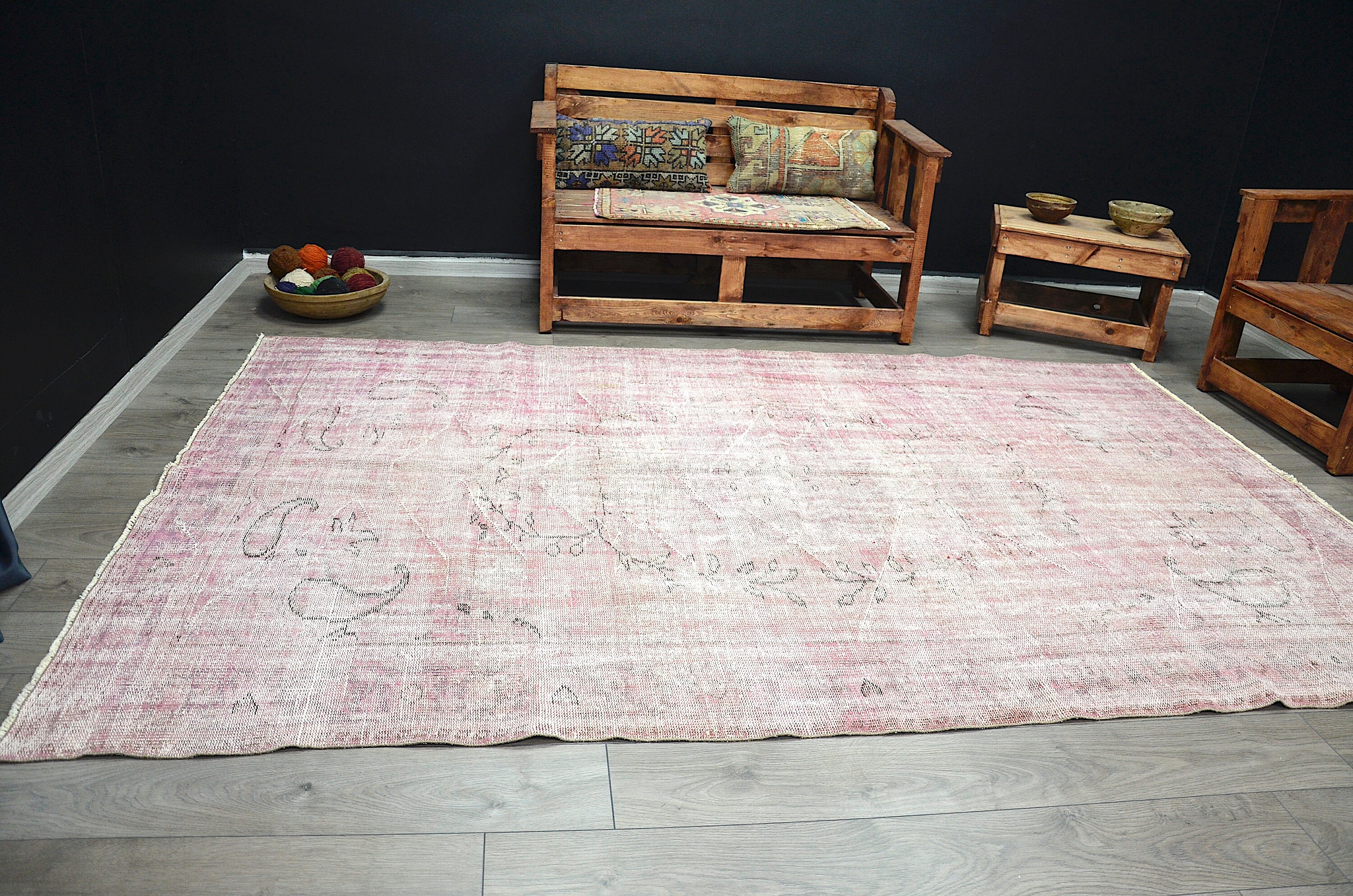 Turkish pink rug vintage rug turkey rug area rug Free Etsy