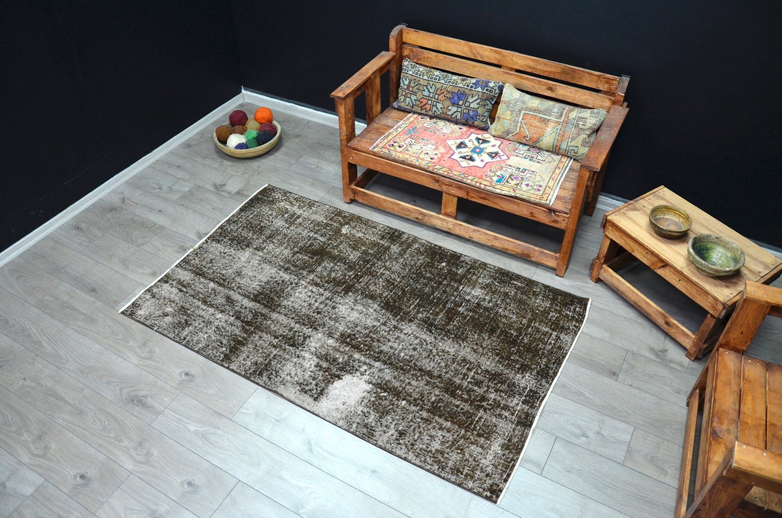 6'3x3'9 Füße brauner Wollteppich gewebter Teppich | Etsy