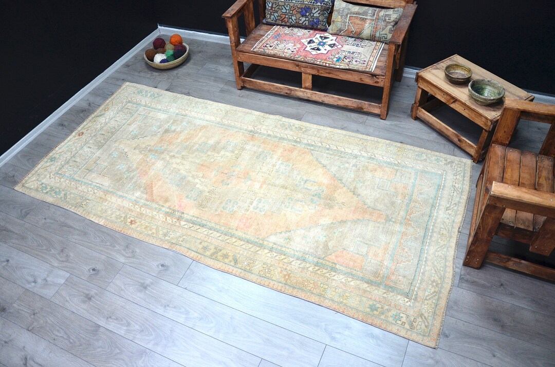 5x10 Turkish Rug Vintage Beige Faded Area Rug Bohemian Rug Etsy