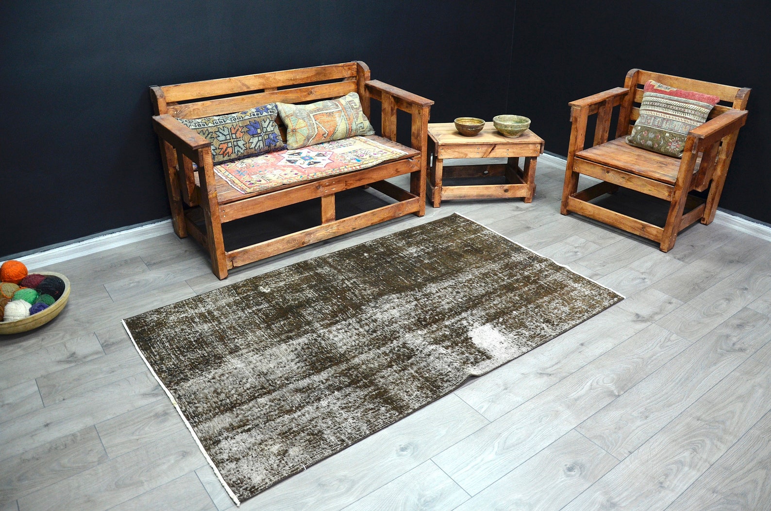 6'3x3'9 Füße brauner Wollteppich gewebter Teppich | Etsy