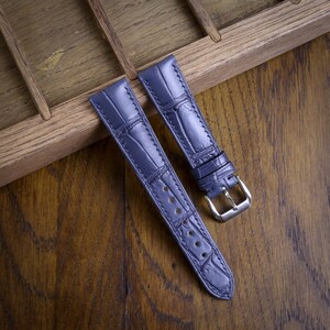 Correa de reloj de cuero Alligator / reloj de correa de cuero gris piedra / barras de liberación rápida / correa de reloj hecho a mano de cuero / correa de reloj de cuero personalizada