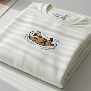 Otters EMBROIDERED Sweatshirt, Otter Mom Sweatshirt, Sea Otter Sweater, Otter Lover Gift, Otter Shirt, Cute Sweater, Animal Sweater