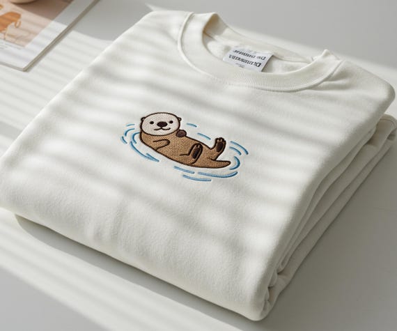 Otters EMBROIDERED Sweatshirt, Otter Mom Sweatshirt, Sea Otter Sweater, Otter Lover Gift, Otter Shirt, Cute Sweater, Animal Sweater