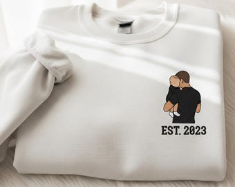 Benutzerdefinierte Foto Shirt für Papa gestickt, personalisierte Dad Portrait Shirt, Papa Geburtstagsgeschenke, Geschenk für Ehemann New Dad Geschenk von Tochter
