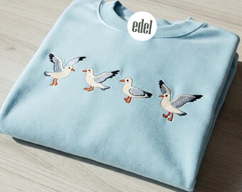 Camisa gaviota bordada, divertida playera de pollo playero, playera de vacaciones de verano, playera con estampado costero, regalo para amantes del océano, playera náutica