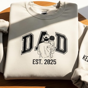 Custom Embroidered Portrait Sweatshirt or Hoodie from Photo, Personalized Dad Gift, Photo Outline Crewneck or T-Shirt for Father Dad