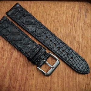 Black Python Leather Watch Band 18mm/19mm/21mm/22mm/ Handmade Custom Leather Watch/ Gift for Men & Women/ PythonLeather Strap Watch